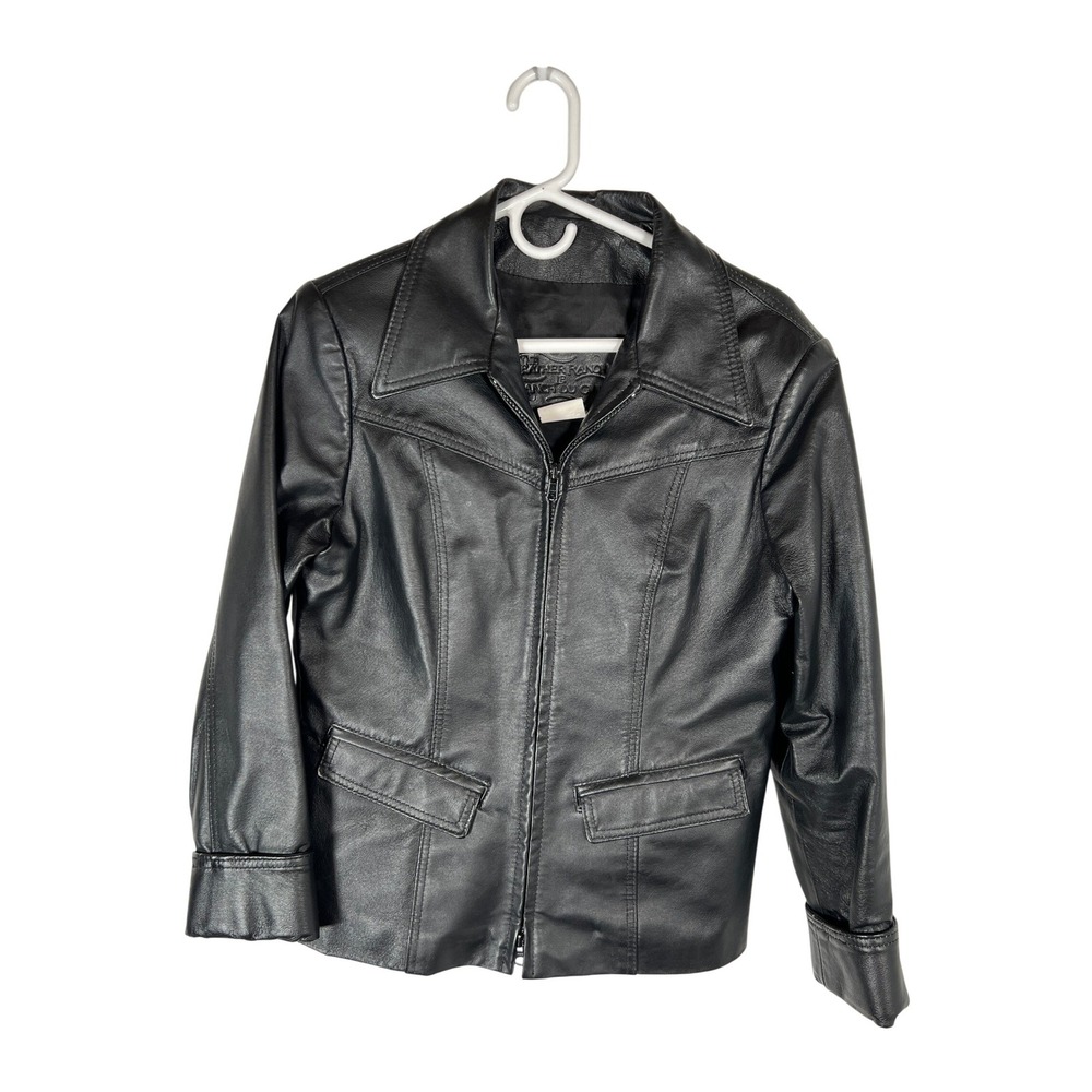 Vintage Leather Ranch‎ Black Tailored Genuine Leather Jacket Western Moto Small